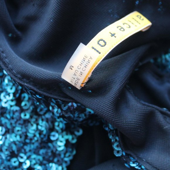 Alice & Olivia Sequin Turquoise Dress Size Medium NWT - Picture 9 of 9